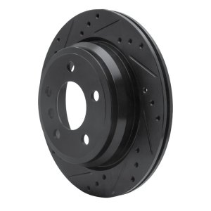 BMW 328I Brake Rotor (1) - Rear Left - R1 Concepts - Drilled & Slotted - Black - `06-`20